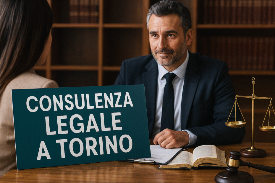 un avvocato durante una consulenza legale a Torino