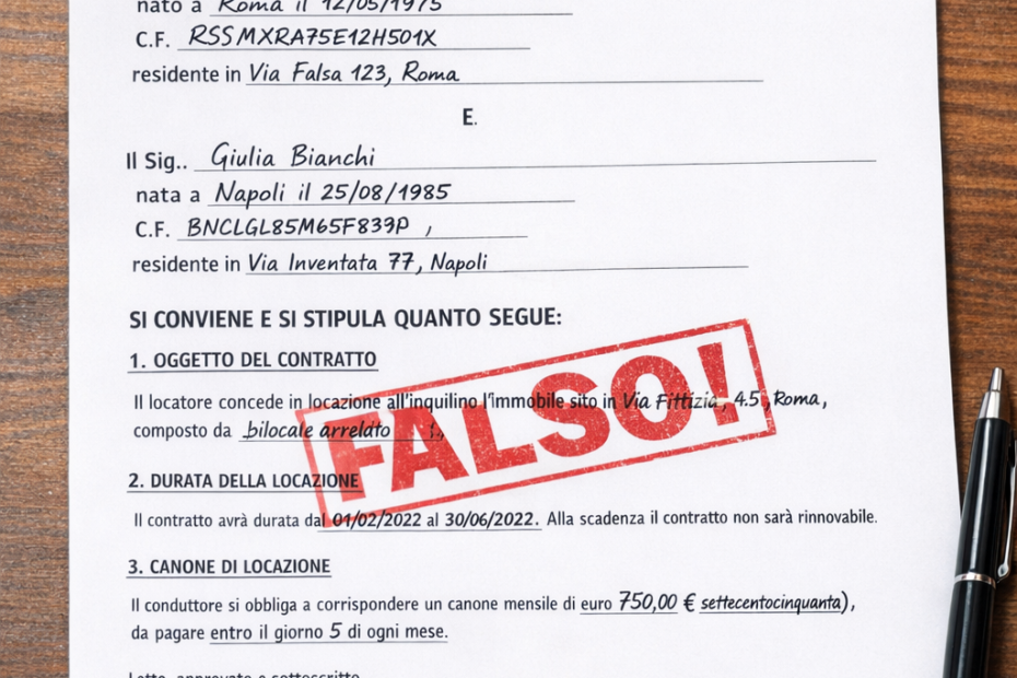 immagine di falso contratto transitorio